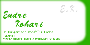 endre kohari business card